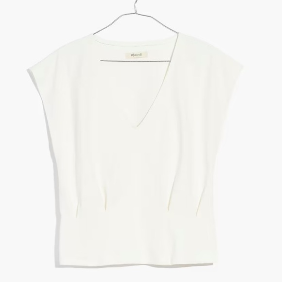 Madewell Organic Cotton V Neck Fitted Tee Shirt NF432 Ivory XXS - Picture 1 of 6